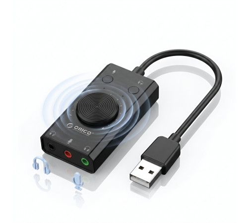 Аудио-адаптер | с USB на 3 × 3.5 мм | Orico SC2 | Внешняя звуковая карта